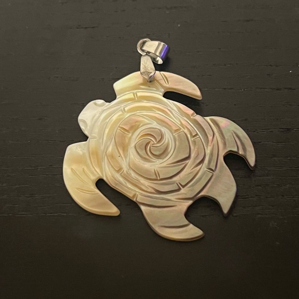 Mother of Pearl Carved Turtle Pendant